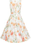 Aria Floral Swing Dress in Weiß | Hearts & Roses | Damenkleid - Bright House Vintage