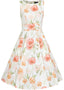 Aria Floral Swing Dress in Weiß | Hearts & Roses | Damenkleid - Bright House Vintage