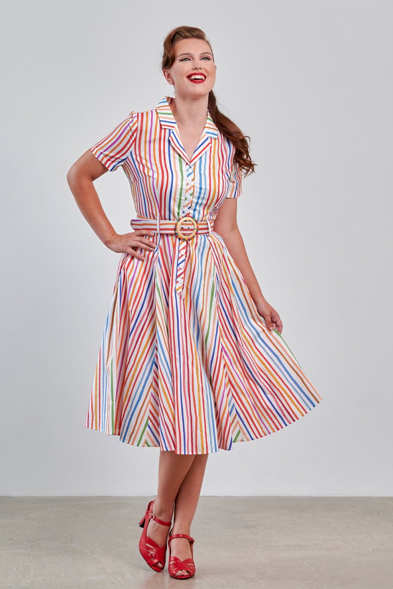 Bella Stripe Dress in Multicolor – Bright House Vintage