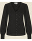 Celia Blouse Tricot Deluxe in Schwarz | Very Cherry | Damenbluse - Bright House Vintage