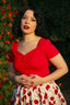 Darcie Top in Rot | Hearts & Roses | Damenshirt - Bright House Vintage