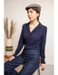 Dita Blouse Longsleeve Navy Tricot Deluxe | Very Cherry | Damenbluse - Bright House Vintage