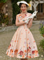 Jade Floral Swing Dress in Beige | Hearts & Roses | Damenkleid - Bright House Vintage