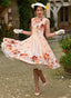 Jade Floral Swing Dress in Beige | Hearts & Roses | Damenkleid - Bright House Vintage