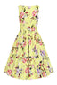 Josie Floral Swing Dress in Gelb | Hearts & Roses | Damenkleid - Bright House Vintage