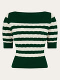 Color: Bottle Green and Ivory Stripe