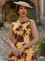 Orla Floral Swing Dress in Gelb | Hearts & Roses | Damenkleid - Bright House Vintage