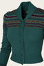 The Fair Isle Knit Jacket aus petrolfarbener Wolle | Emmy Design | Damenstrickjacke - Bright House Vintage