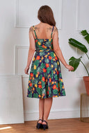Navy Morena Tropical Summer Swing Dress