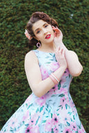 50er Jahre Swingkleid Hellblau Floral | Claudette Blossom Swing Dress