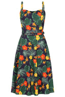 Navy Morena Tropical Summer Swing Dress