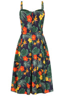 Navy Morena Tropical Summer Swing Dress