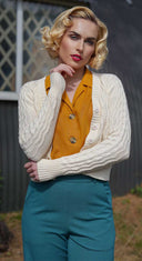 1930s and 40s Classic High Waist Wide Leg Trousers in Teal | Weekend Doll