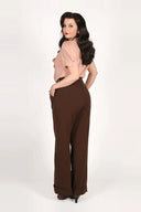 1930s and 40s Classic High Waist Wide Leg Trousers in Braun | Weekend Doll - Bright House Vintage