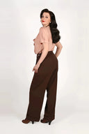 1930s and 40s Classic High Waist Wide Leg Trousers in Braun | Weekend Doll - Bright House Vintage
