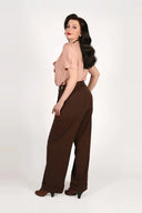 1930s and 40s Classic High Waist Wide Leg Trousers in Braun | Weekend Doll - Bright House Vintage
