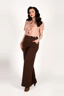 1930s and 40s Classic High Waist Wide Leg Trousers in Braun | Weekend Doll - Bright House Vintage