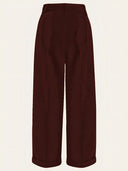 1930s and 40s Classic High Waist Wide Leg Trousers in Braun, Rückansicht