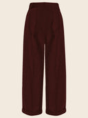 1930s and 40s Classic High Waist Wide Leg Trousers in Braun, Rückansicht