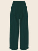 1930s and 40s Classic High Waist Wide Leg Trousers in Flaschengrün, Rückansicht