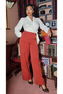 1930s and 40s Classic High Waist Wide Leg Trousers in Rust | Weekend Doll - Bright House Vintage