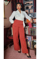 1930s and 40s Classic High Waist Wide Leg Trousers in Rost | Weekend Doll - Bright House Vintage