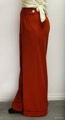 1930s and 40s Classic High Waist Wide Leg Trousers in Rost | Weekend Doll - Bright House Vintage