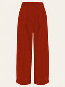1930s and 40s Classic High Waist Wide Leg Trousers in Rost, Rückansicht