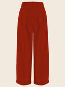 1930s and 40s Classic High Waist Wide Leg Trousers in Rost, Rückansicht