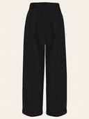 1930s and 40s Classic High Waist Wide Leg Trousers in Schwarz, Rückansicht