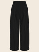 1930s and 40s Classic High Waist Wide Leg Trousers in Schwarz, Rückansicht