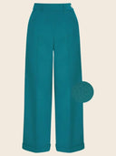 1930s and 40s Classic High Waist Wide Leg Trousers in Teal – Weekend Doll