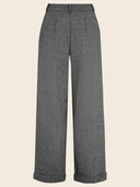 1930s and 40s Classic Wide Leg Trousers im Fischgrätmuster in Grau – Weekend Doll