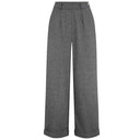 1930s and 40s Classic Wide Leg Trousers im Fischgrätmuster in Grau | Weekend Doll | Damenhose - Bright House Vintage