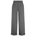 1930s and 40s Classic Wide Leg Trousers im Fischgrätmuster in Grau | Weekend Doll | Damenhose - Bright House Vintage