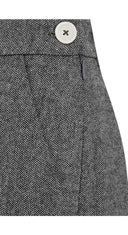 1930s and 40s Classic Wide Leg Trousers im Fischgrätmuster in Grau | Weekend Doll | Damenhose - Bright House Vintage