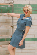 1930s Sailor Top - Aqua Natural Fibre - Bright House Vintage