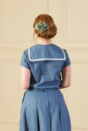 1930s Sailor Top - Aqua Natural Fibre - Bright House Vintage