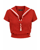 1930s Sailor Top - Red Natural Fibre - Bright House Vintage