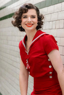 1930s Sailor Top - Red Natural Fibre - Bright House Vintage