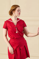 1930s Sailor Top - Red Natural Fibre - Bright House Vintage