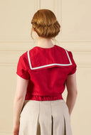 1930s Sailor Top - Red Natural Fibre - Bright House Vintage