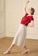 1930s Sailor Top - Red Natural Fibre - Bright House Vintage