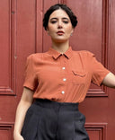 1940s Gloria Blouse in Burnt Peach | The House of Foxy | Damenbluse - Bright House Vintage