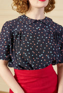 1940s Meet Again Blouse Ocean Pearl | House of Foxy - Bright House Vintage