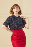 1940s Meet Again Blouse Ocean Pearl | House of Foxy - Bright House Vintage