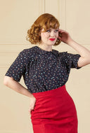 1940s Meet Again Blouse Ocean Pearl | House of Foxy - Bright House Vintage
