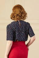 1940s Meet Again Blouse Ocean Pearl | House of Foxy - Bright House Vintage