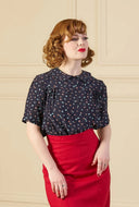 1940s Meet Again Blouse Ocean Pearl | House of Foxy - Bright House Vintage