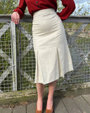 1940s Prim Pleated Skirt - Natural Fibre Ecru - Bright House Vintage